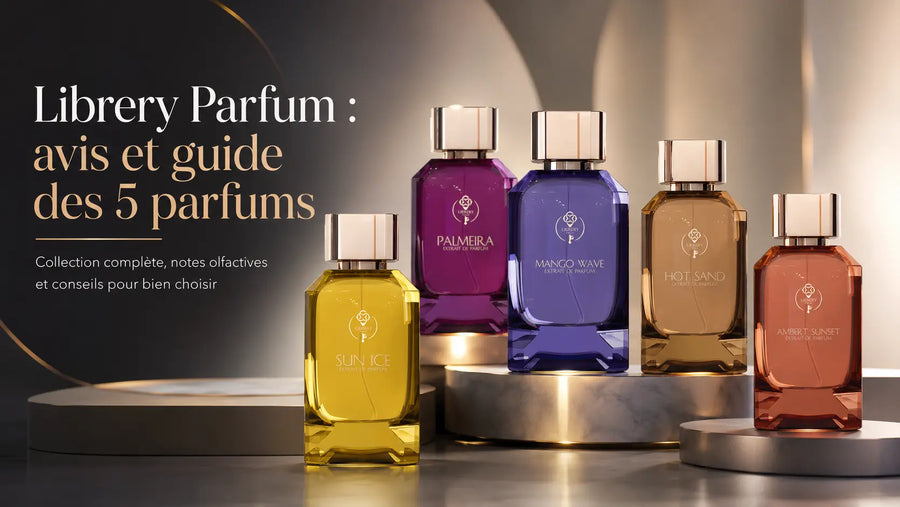 Collection Librery Parfum avec Mango Wave, Hot Sand, Sun Ice, Palmeira et Ambert Sunset